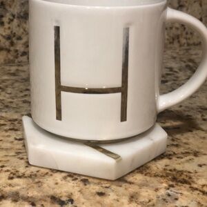 Williams Sonoma White Mug with Gold Letter H
